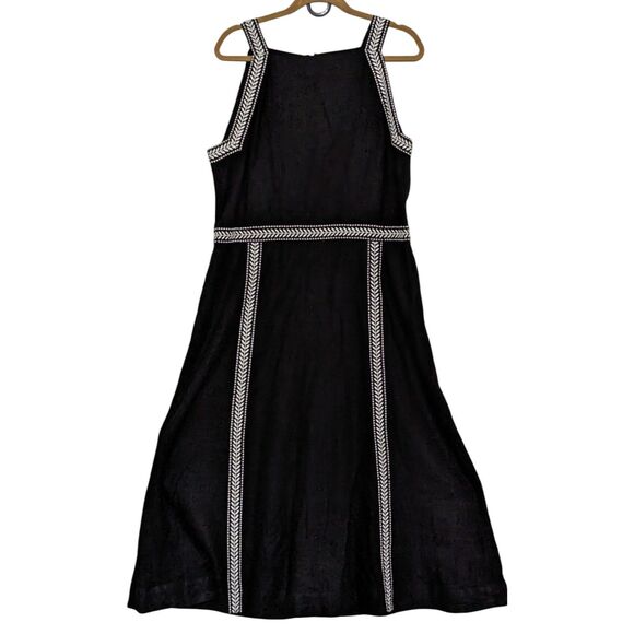 Ann Taylor Linen Blend Maxi Dress Embroidered Square Neck Lagenlook Boho Minimal - Picture 1 of 9